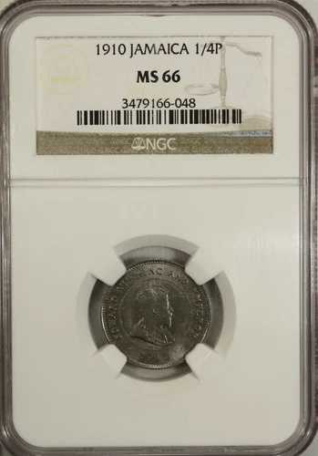 ジャマイカ 1/4ペニー 1910 NGC MS 66 UNC キングエドワード7世 ハイグレード