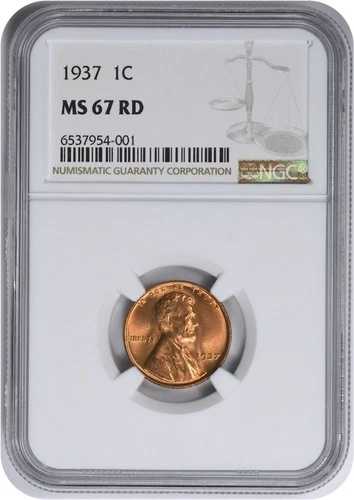 1937年リンカーンセント MS67RD NGC