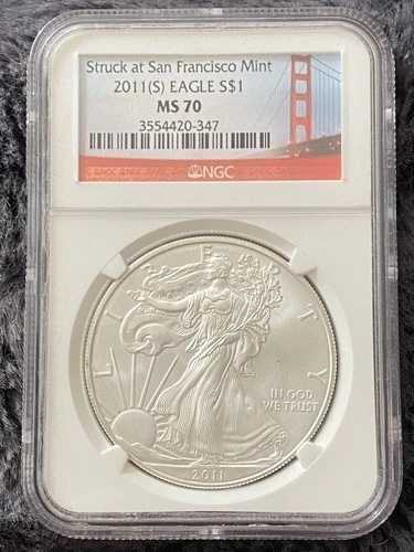 2011-(S) 1ドル シルバーイーグル NGC MS70 サンフランシスコ造幣局 1オンス .999 純銀