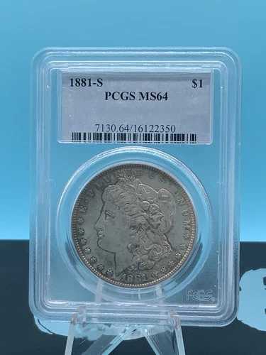 1881年 S モルガン銀貨 PCGS 評価 MS 64