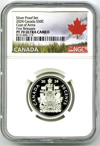 2024年 カナダ 50セント シルバー プルーフ NGC PF70 新彫像 ハーフドル 初年度 &FR