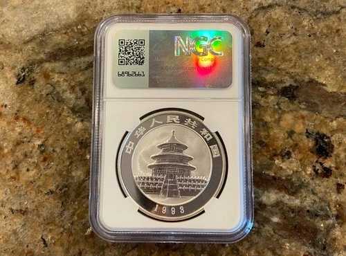 1993年 1オンス 10元 中国銀貨 パンダ（小型刻印） MS 68