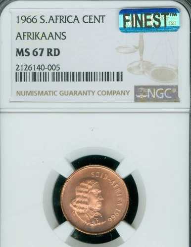 1966年 南アフリカ アフリカーンス セント NGC MS67 MAC FINEST MAC SPOTLESS RARE *