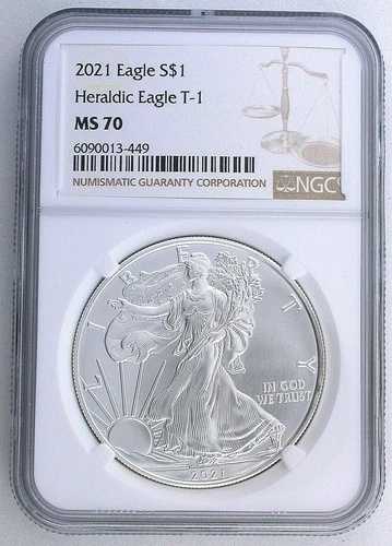 2021年アメリカンシルバーイーグル - NGC MS70 紋章付きイーグル