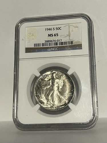 1946 S ウォーキング リバティ ハーフ ドル 50 セント NGC MS 65 ミント UNC。