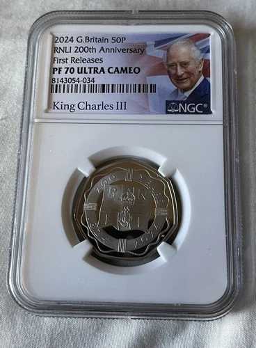 2024 英国 50p NGC PF70 UCAM プルーフ RNLI 200周年記念ファーストリリース-