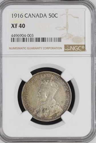 1916年カナダ50C -- NGC XF40
