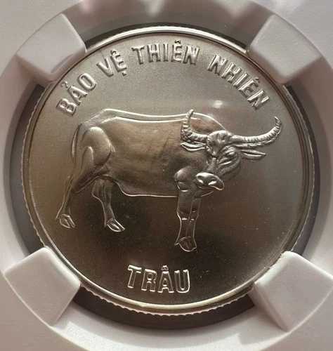 100ドン 1986年 ベトナム NGC MS68 水牛銀貨 (1871)-