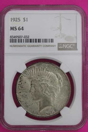 1925年 P MS 64 リバティピース シルバードル NGC認定グレード 本物コイン 806