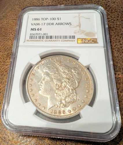 1886年製 トップ100 $1 VAM-17 DDR アローズ MS 61 NGC