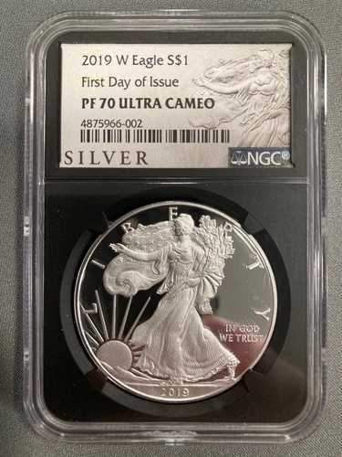 2019W アメリカン シルバー イーグル プルーフ - NGC PF70 ウルトラ カメオ 発行初日! 58,685円