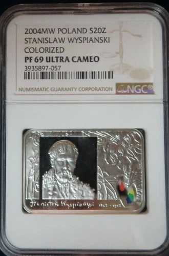 ポーランド 2004年 スタニスワフ・ヴィスピアンスキ 20ズウォティ 母性絵画 銀貨 NGC PF69