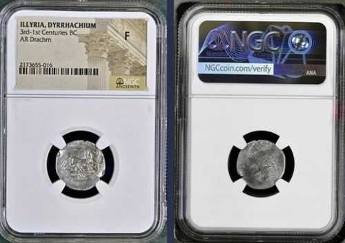 古代ギリシャのイリュリア銀貨 ドラクマ・デュラキウム 紀元前200年～紀元前80年 NGCグレード 良品