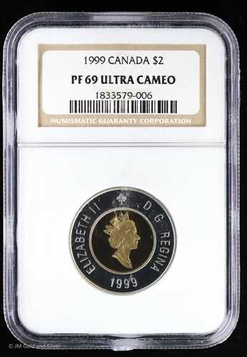 1999年 カナダドル ポーラーベア トゥーニー バイメタルコイン NGC PF 69 ウルトラカメオ | Top Pop