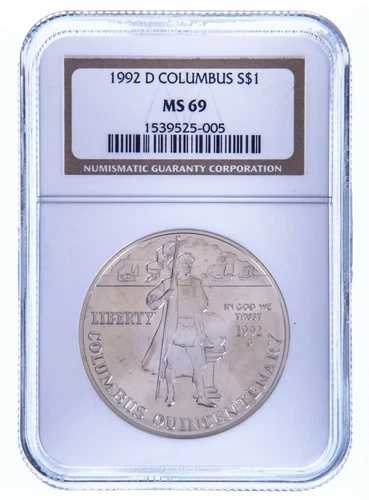 1992-D コロンブス記念銀貨 1ドル NGC MS-69