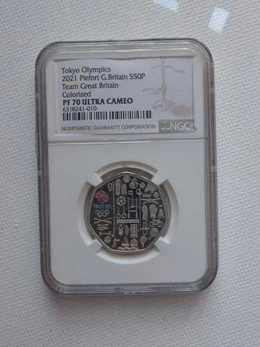 2021年 シルバープルーフ ピエフォート チーム GB 50ペンスコイン NGC PF70
