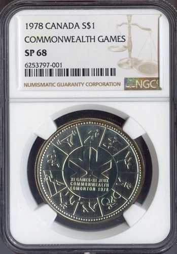 1978年 カナダドル銀貨 $1 NGC SP68 コモンウェルスゲームズ - 品質