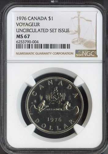 1976年カナダドル 1ドル NGC MS67 ボヤージャー UNC セット - 品質
