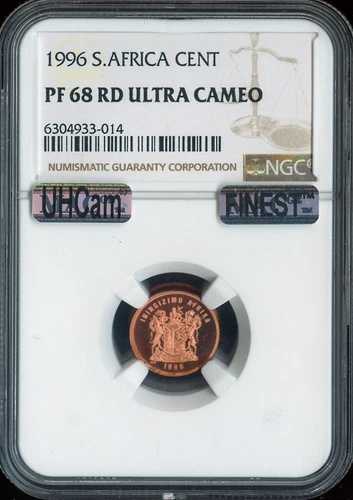 1996年南アフリカセント NGC PF68 RD ウルトラカメオ プルーフ品質｜WORLD RESOURCE【QUEEN店】