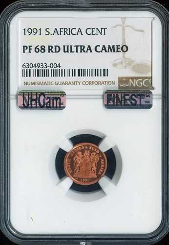 1991年 南アフリカ セント NGC PF68 RD ウルトラカメオ プルーフ品質