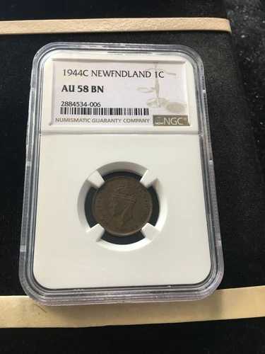 1944C NGC グレード ニューファンドランド 1セント **AU-58**