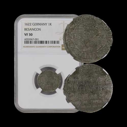 ドイツ。1622年、1 カロルス、銀 - NGC VF30 - トップポップ ?? ブザンソン、INO シャルル5世