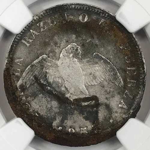 1855 So CHILE 50 CENTAVOS NGC SHIPWRECK SS 中米 Pascual Esquerra