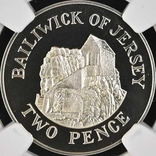 ジャージー。1983年、2ペンス、銀貨 - NGC PF69 - トップポップ ?? セント・ヘリアのエルミタージュ美術館