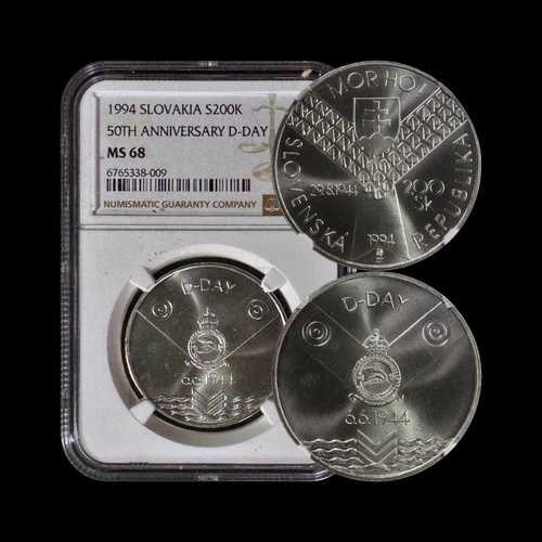 スロバキア。 1994、200 コルン、シルバー - NGC MS68 - D-Day 50 周年記念｜WORLD RESOURCE【QUEEN店】
