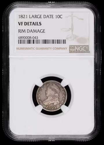1821年 P キャップドバストダイム NGC VF 詳細