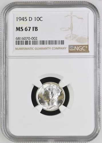 1945年 D マーキュリーダイム NGC MS-67 FB 59,895円