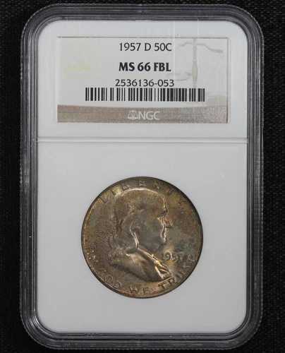 1957-D フランクリン ハーフダラー フルベルライン NGC MS-66 12N3