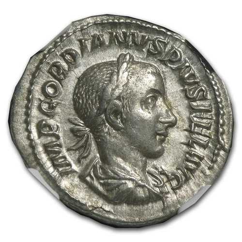ローマ AR デナリウス帝 ゴルディアヌス3世 (238-244 年) Ch-XF NGC