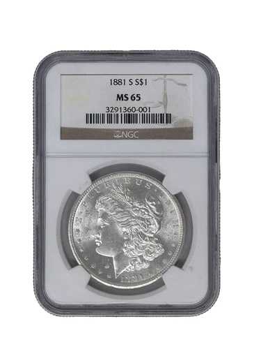 1881 S 1ドル シルバー モルガン ドル NGC MS-65