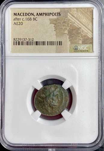 アンフィポリスの古代都市、マケドニア王国のコイン、NGC正規品、紀元前167-31年、ポセイドン