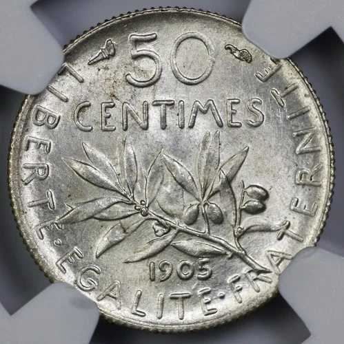 1905 フランス 50 サンタイム NGC MS 64