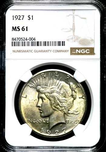 1927年ピースシルバー1ドル - NGC MS 61 CC808