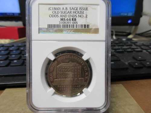 1860年 Sage's Odds & Ends No. 2 / Old Sugar House Medal by G.H. Lovett NGC MS 64