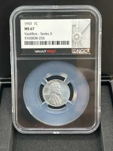 Vaultbox シリーズ 3 - スチール リンカーン ウィート セント 1943 - NGC MS 67 - 説明を読む