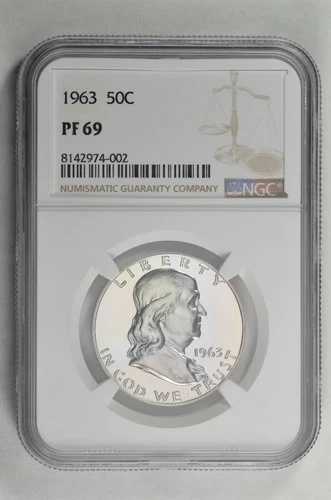 1963年 50セント シルバー プルーフ フランクリン ハーフダラー NGC PF 69 新品ホルダー