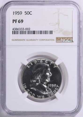 1959年 フランクリン ハーフダラー 50セント プルーフ NGC PF 69 (002)