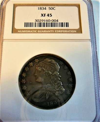 1834年 シルバーハーフドル NGC XF45 トーン