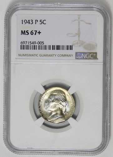 1943-P ジェファーソンニッケル 高品位！NGC MS-67+