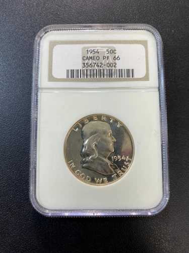 1954年 プルーフ フランクリン ハーフダラー NGC PR-66 カメオ - シルバー - 認定スラブ - 50セント