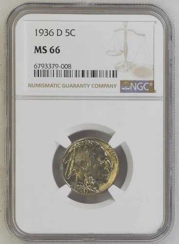 1936年 D バッファローニッケル NGC MS-66