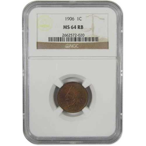 1906年 インディアンヘッド セント MS 64 RB NGC ペニー 未流通 1セントコイン