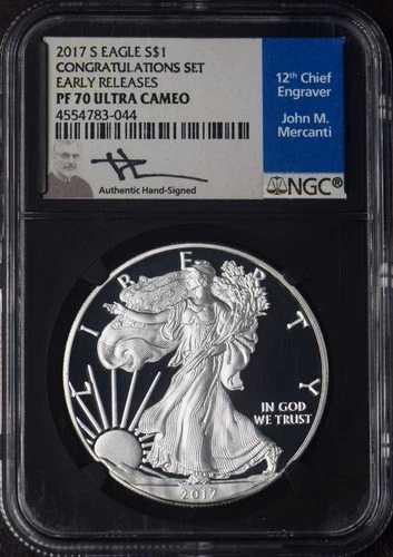 2017-S アメリカン シルバー イーグル NGC PF70UC ER コングラッツ セット メルカンティ - ?COINGIANTS?