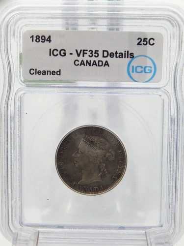 1894年カナダクォーター25セントコイン ICGグレード VF35 - 詳細 (BT469)