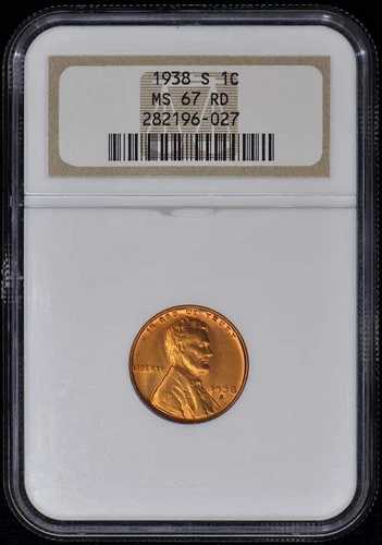 1938-S ウィートリバース リンカーンセント 1C NGC MS67RD