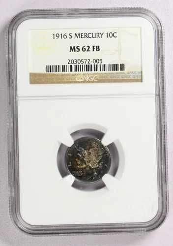 1916-S NGC-MS62FB シルバーマーキュリーダイム 10セント